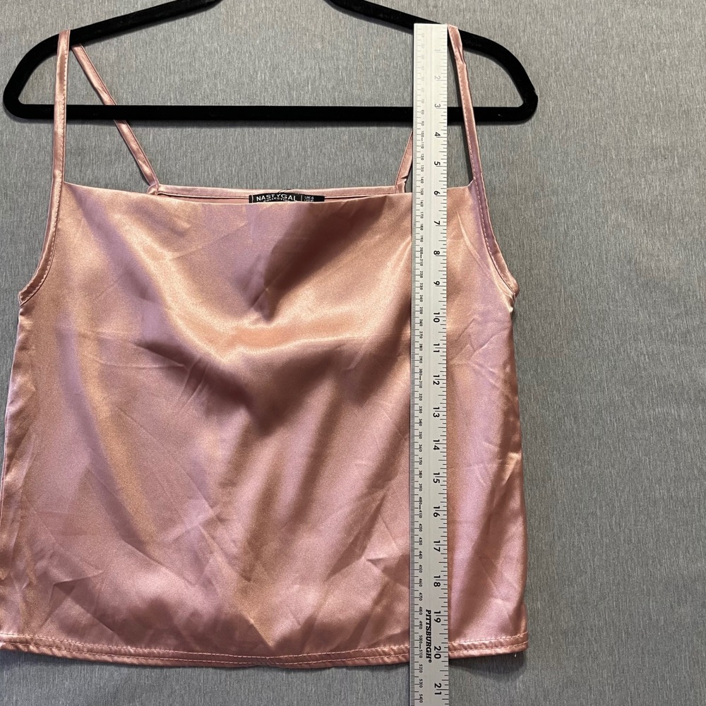 NEW Nasty Gal Womens Cami Top Size 0 Rose Gold Cowl Neck Satin Party Feminine - Picture 3 of 7